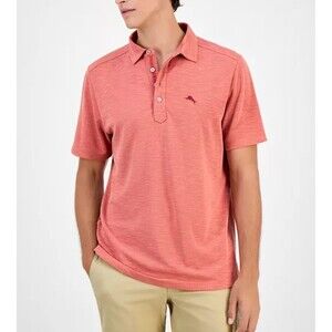 Tommy Bahama Size S Polo Shirt  Salmon Short Sleeve Supima Cotton Blend Golf